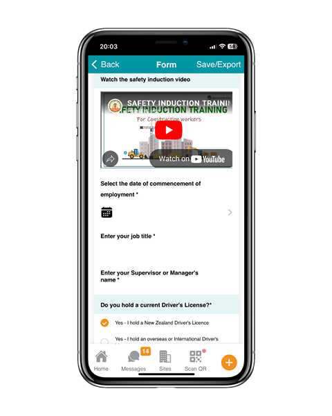 SiteConnect Site Induction with Youtube video