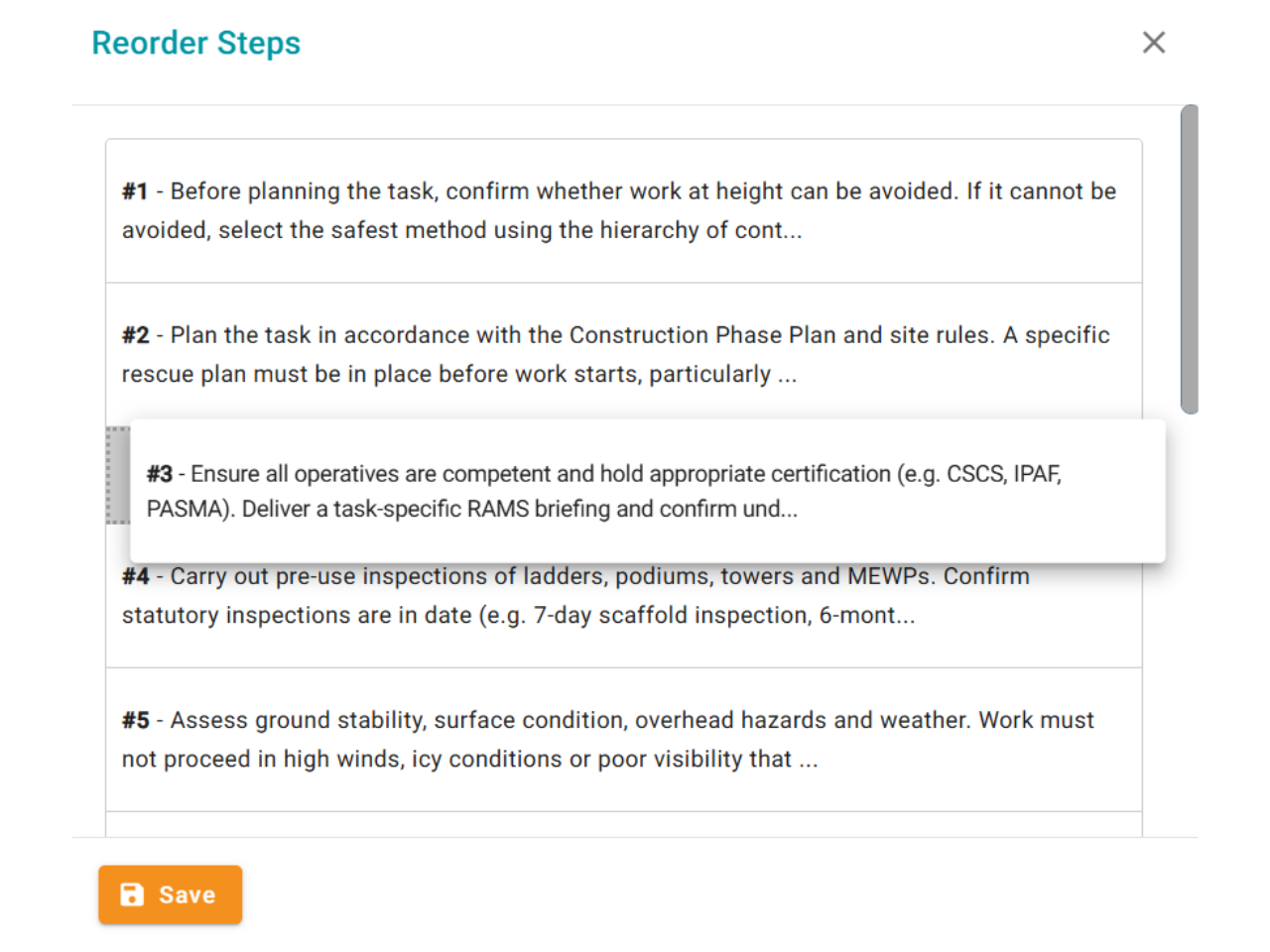 SiteConnect structured RAMS workflow builder