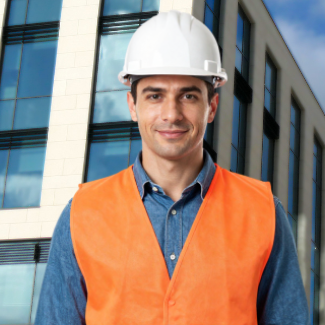 Contractor standing outside a commercial property, representing the contractor pre-qualification solutions used by property teams.