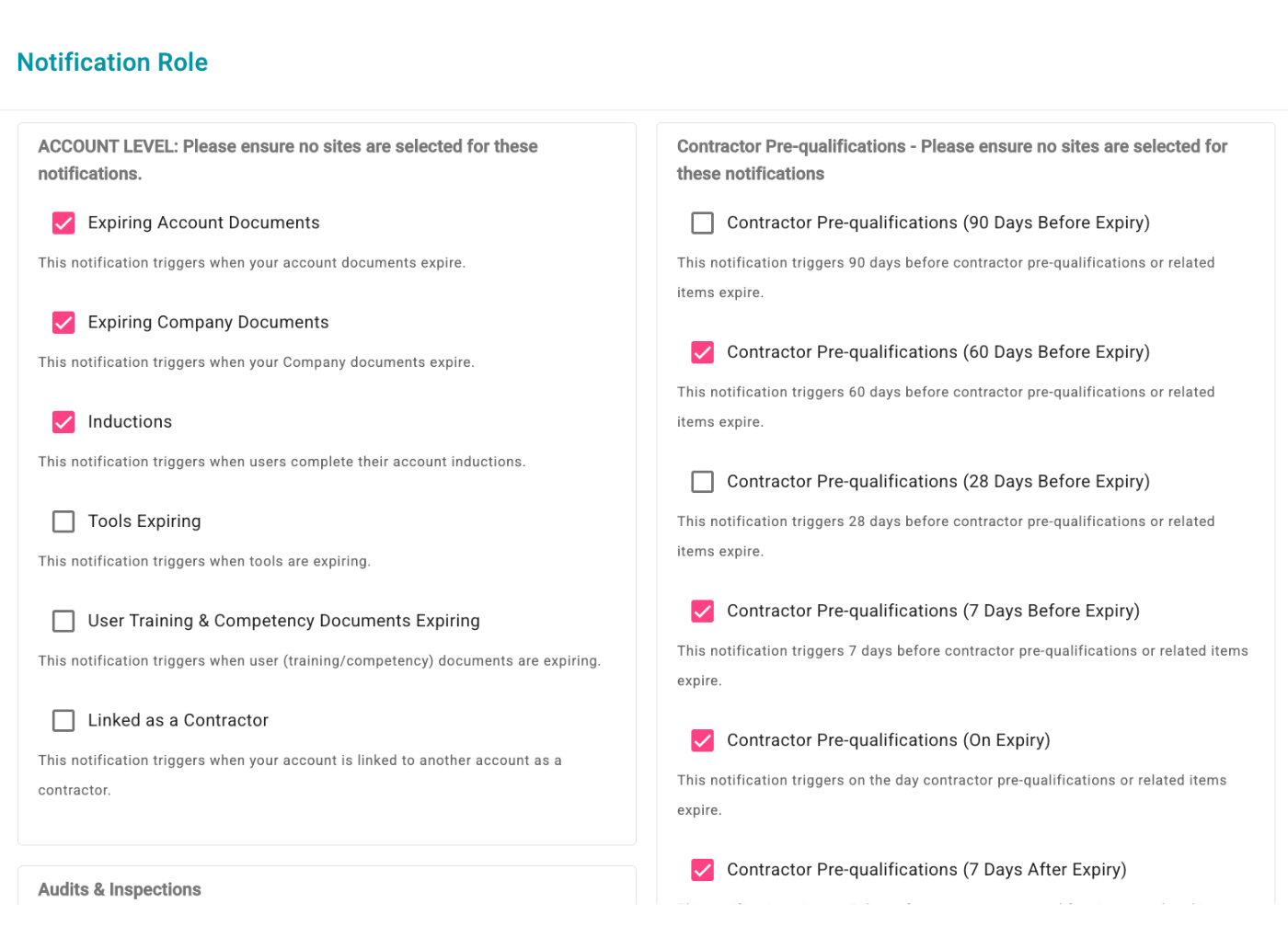Automated compliance alerts and expiry reminders in SiteConnect