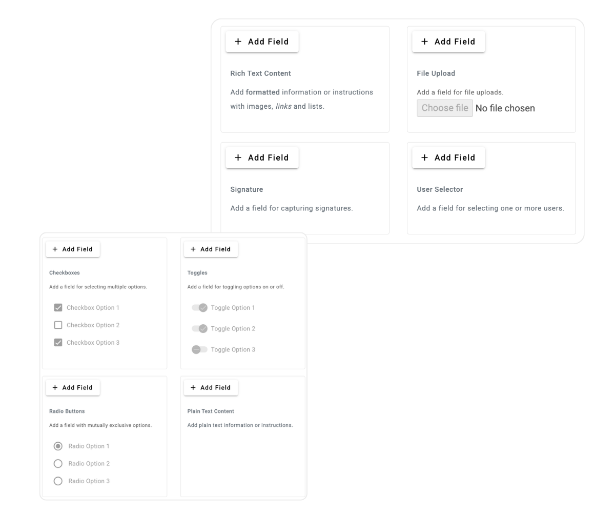 SiteConnect safety form builder with drag-and-drop field types