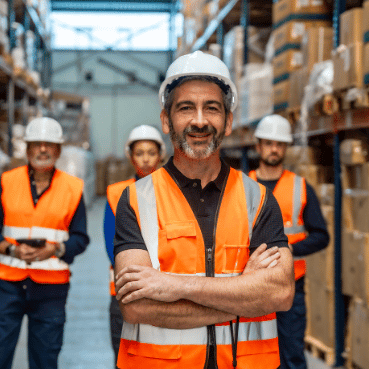 Warehouse team using asset management software to track equipment, tools and inventory, helping improve asset visibility, maintenance and compliance.